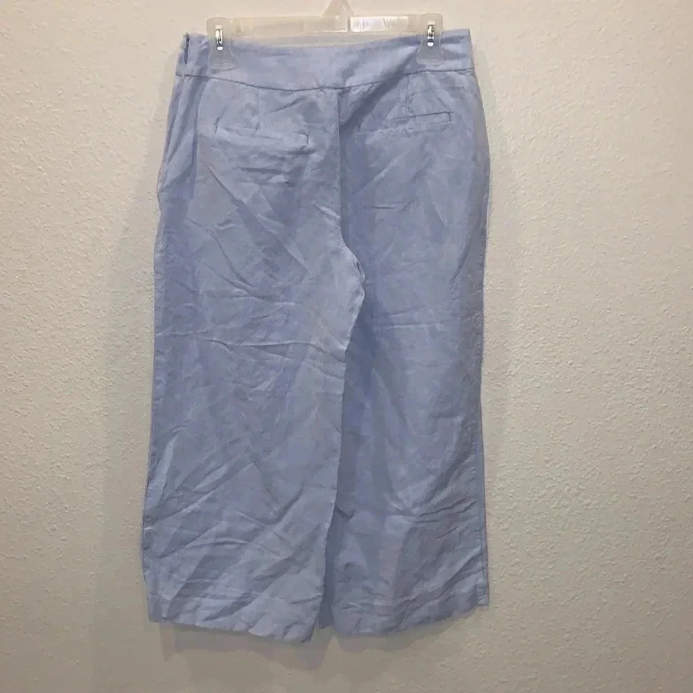 Loft Cropped Wide Leg Linen Pants Classic Lightweight High Waisted - Picture 4 of 7